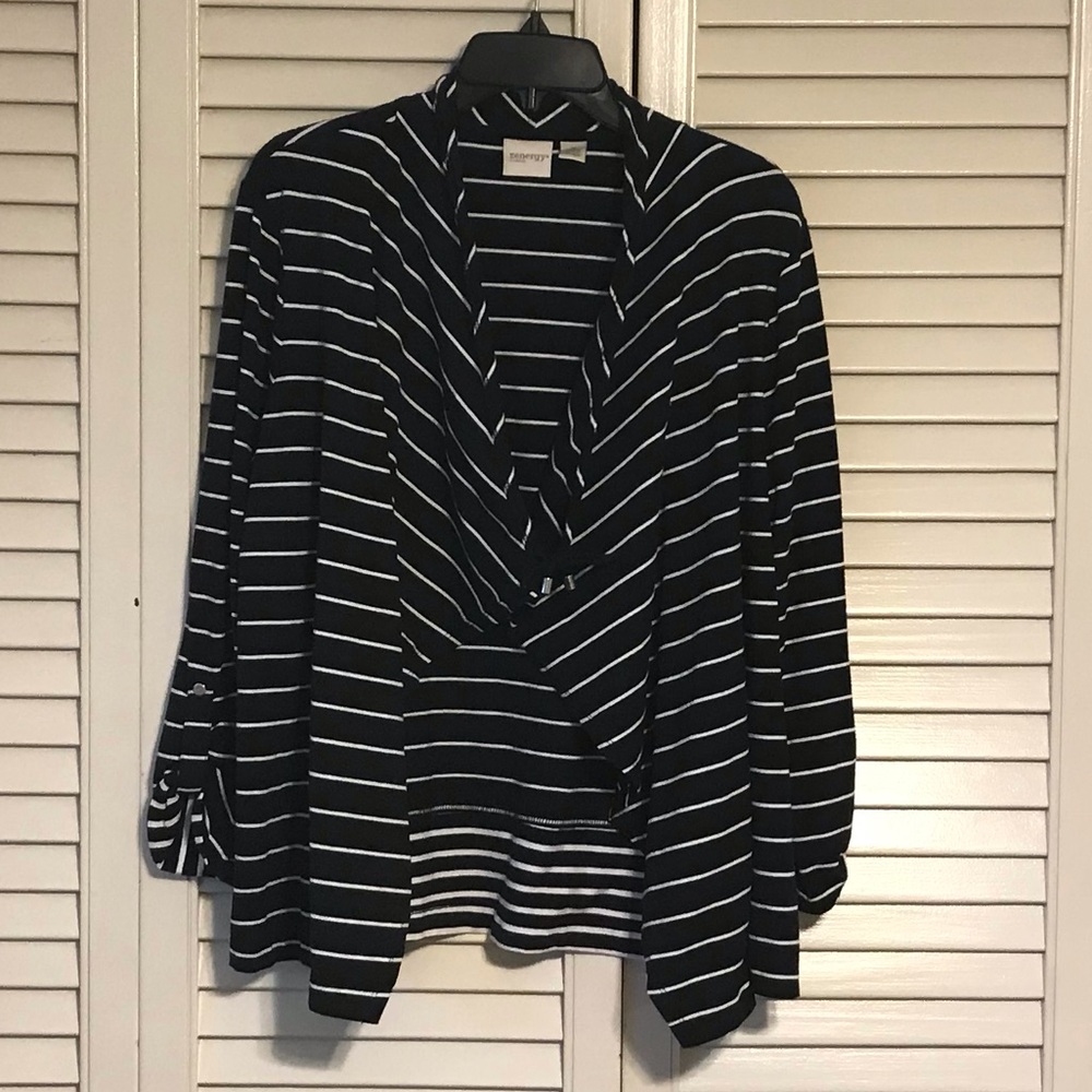 Chico's Black and White Striped Cape